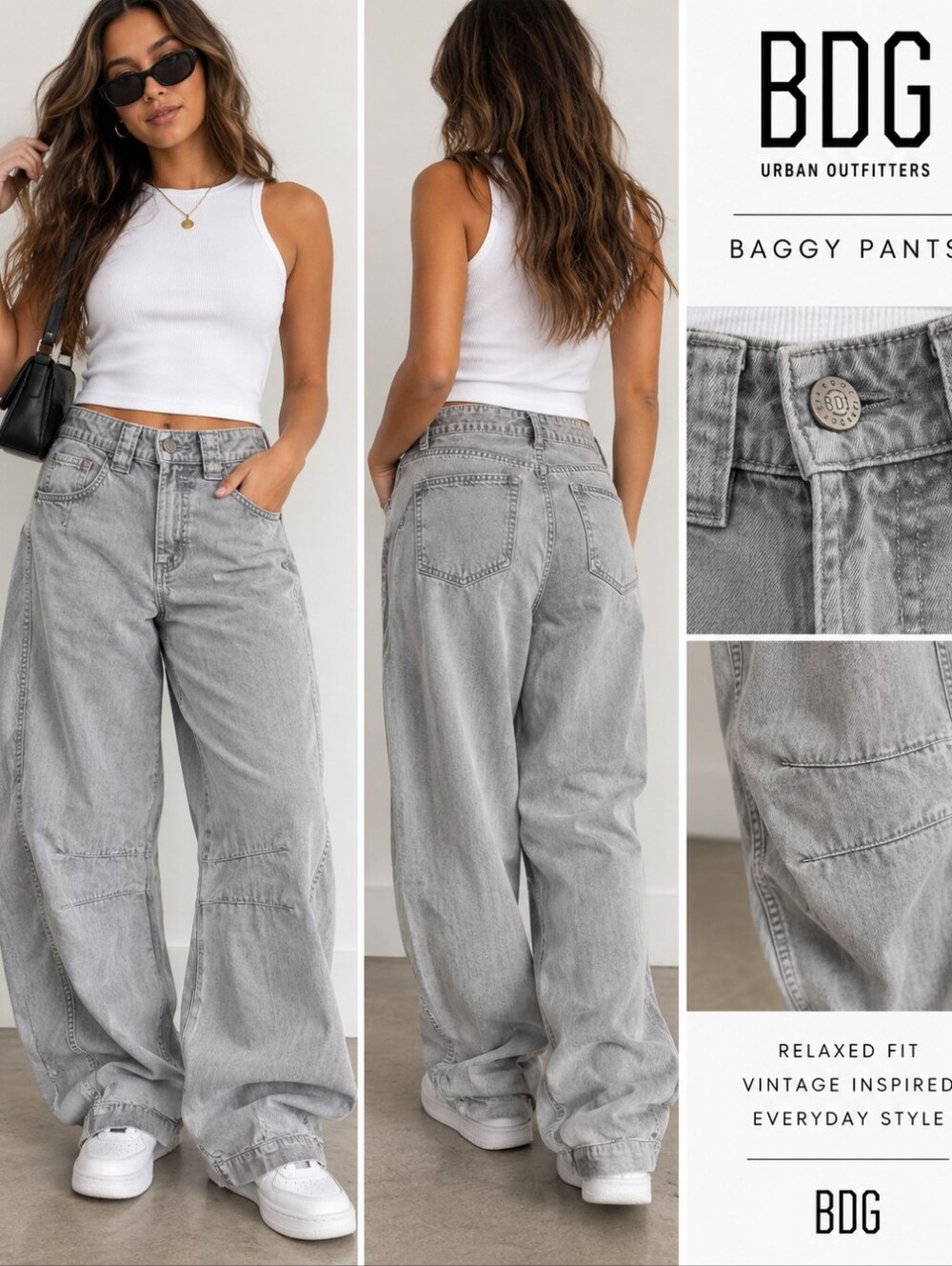BDG Urban Outfitters Grey Baggy Denim Pants Size 4